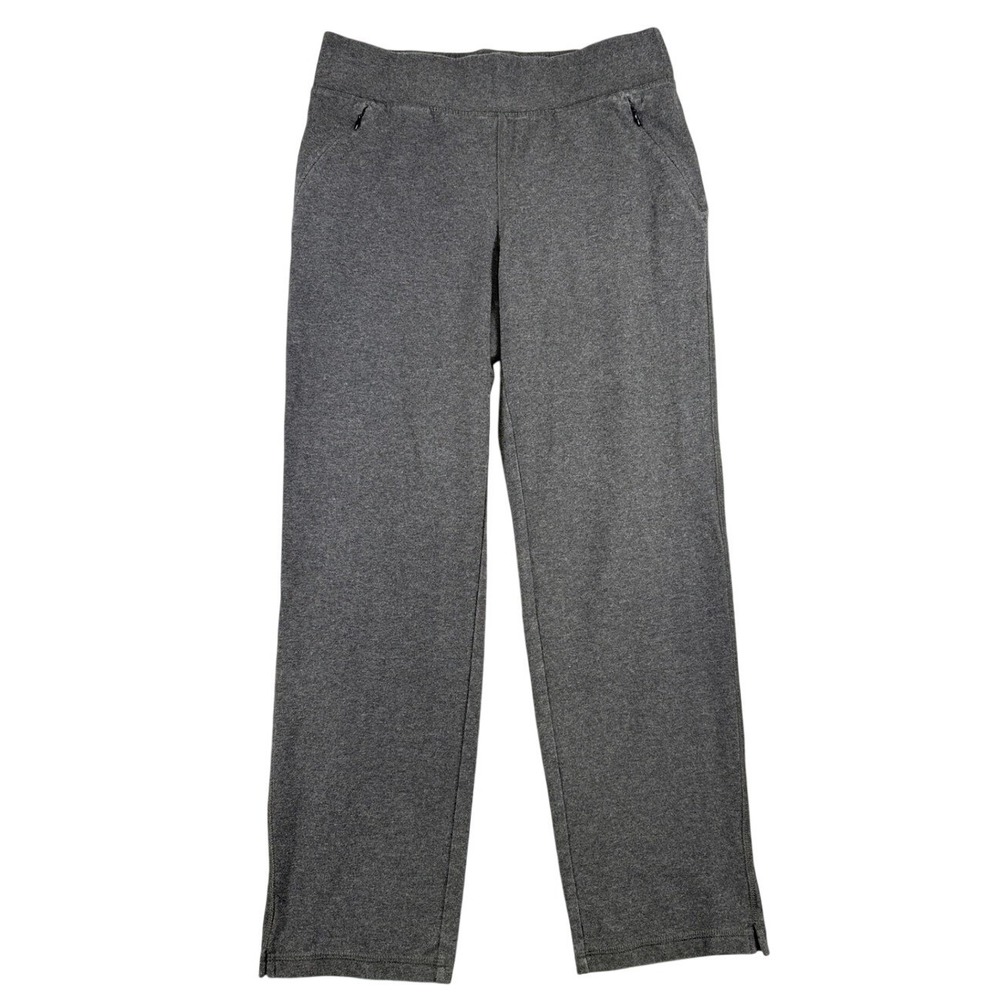 T by Talbots Straight Leg Pants Charcoal Gray Petite Small Zip Pockets Spandex